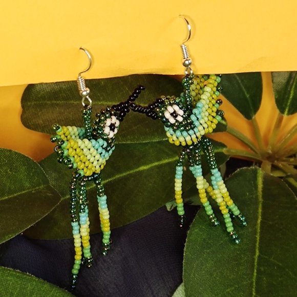Colombian Mostacilla / Beaded handmade earrings, unique and elegant - Picture 1 of 4